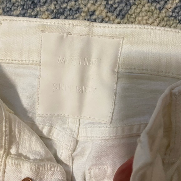 MOTHER denim tomcat ankle jeans, white with distressing, size 24 - Picture 5 of 7